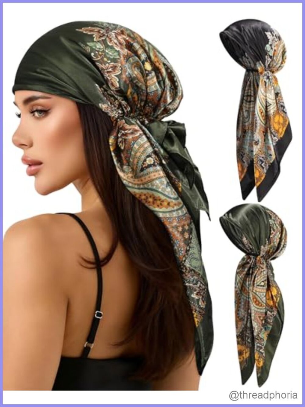 2 Pack Pretied Head Scarf for Women Chemo Headwear Turbans Soft Polyester